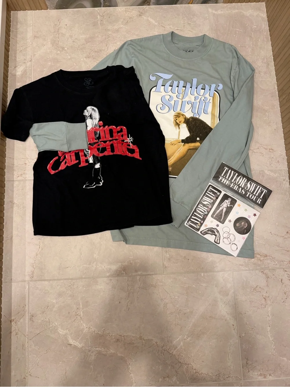 Taylor Swift 1989Long Sleeve,ErasTour StickerPack&SabrinaCarpenter TShirt Bundle